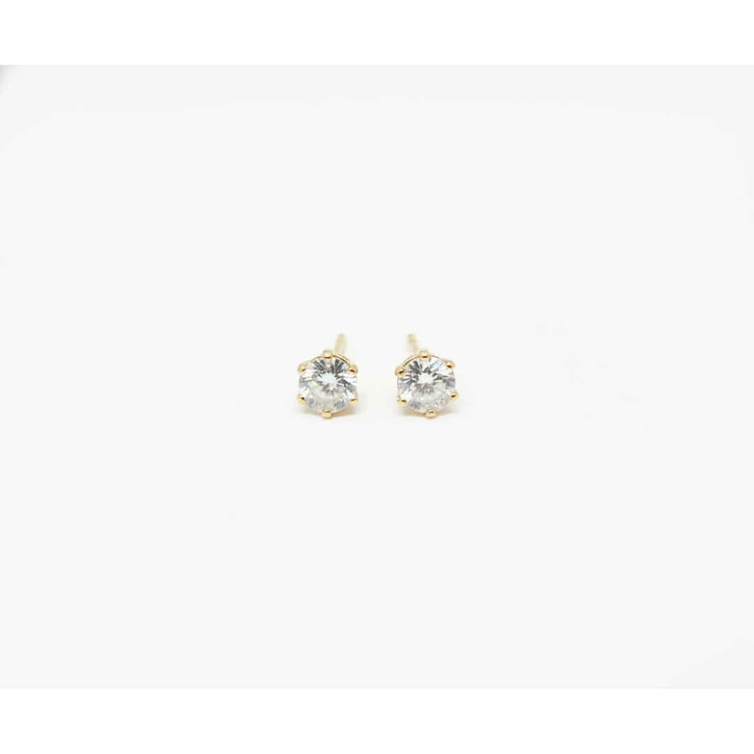 Brinco ponto de luz zirconia redondo 4mm M Brinco ponto de luz zirconia redondo 4mm M